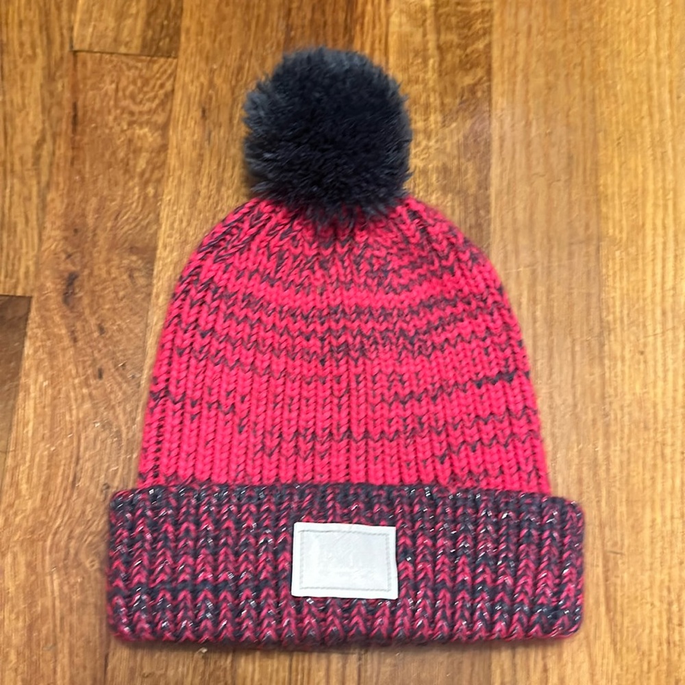 Under Armour Pink Blue Pom Pom Knit Beanie Hat Youth Colorful Winter Poof